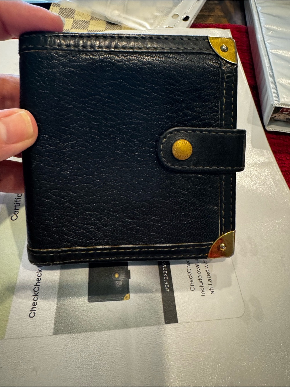 Louis Vuitton Suhali Black Leather Snap Wallet with COA